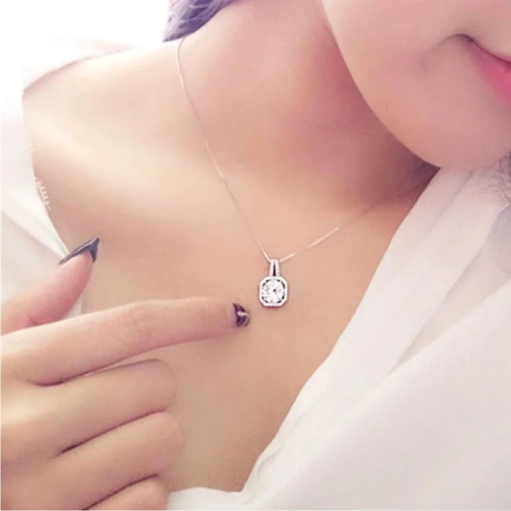 NEW 925 Sterling Silver 3CT Diamond Halo Necklace - Picture 2 of 3